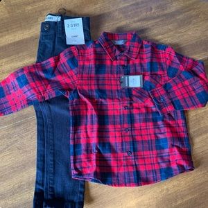 Primark matching jeans and flannel. 2-3 years